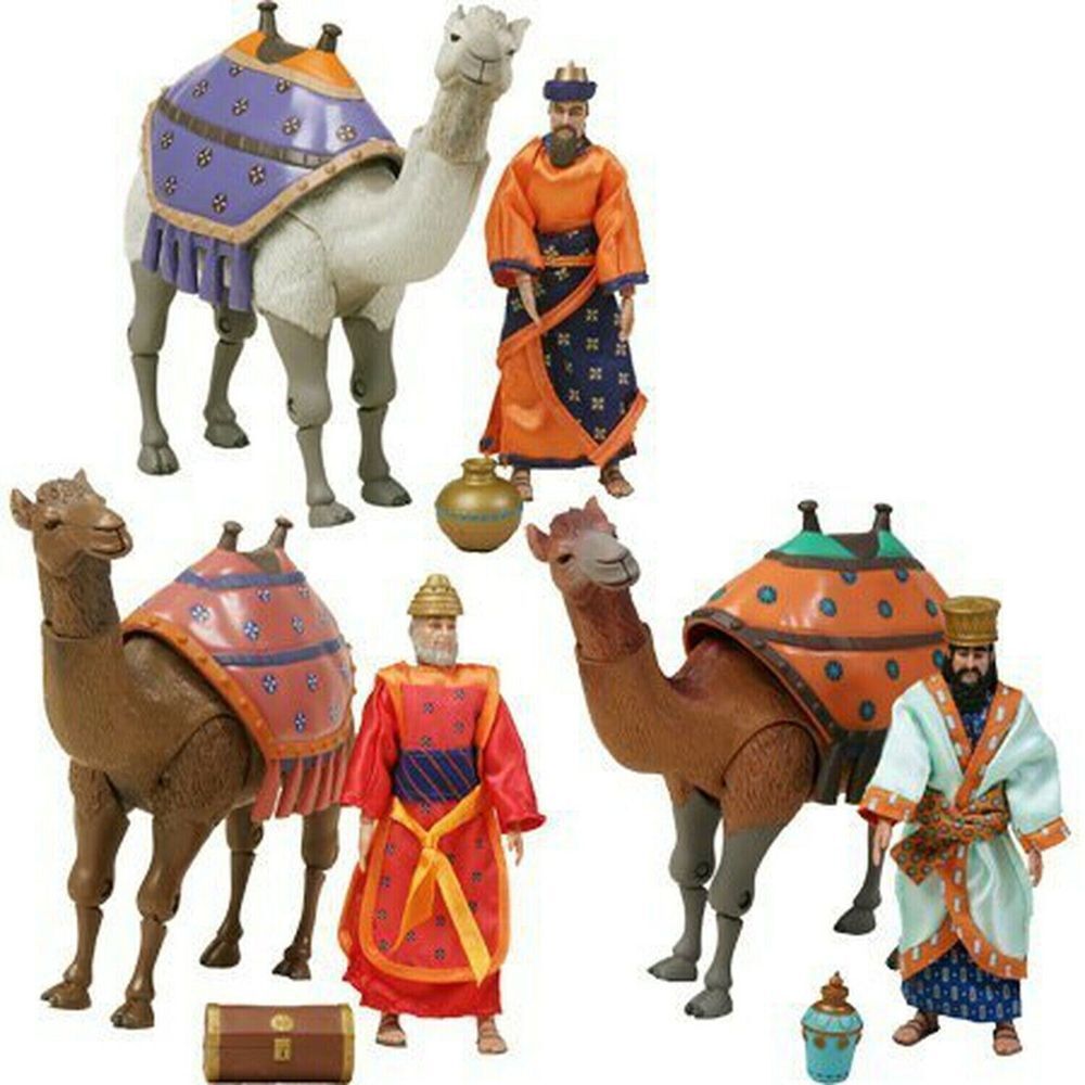 Biblequest Three Wise Men‎ Biblical Figures Nativity Playset Dolls 3 Camels NIB